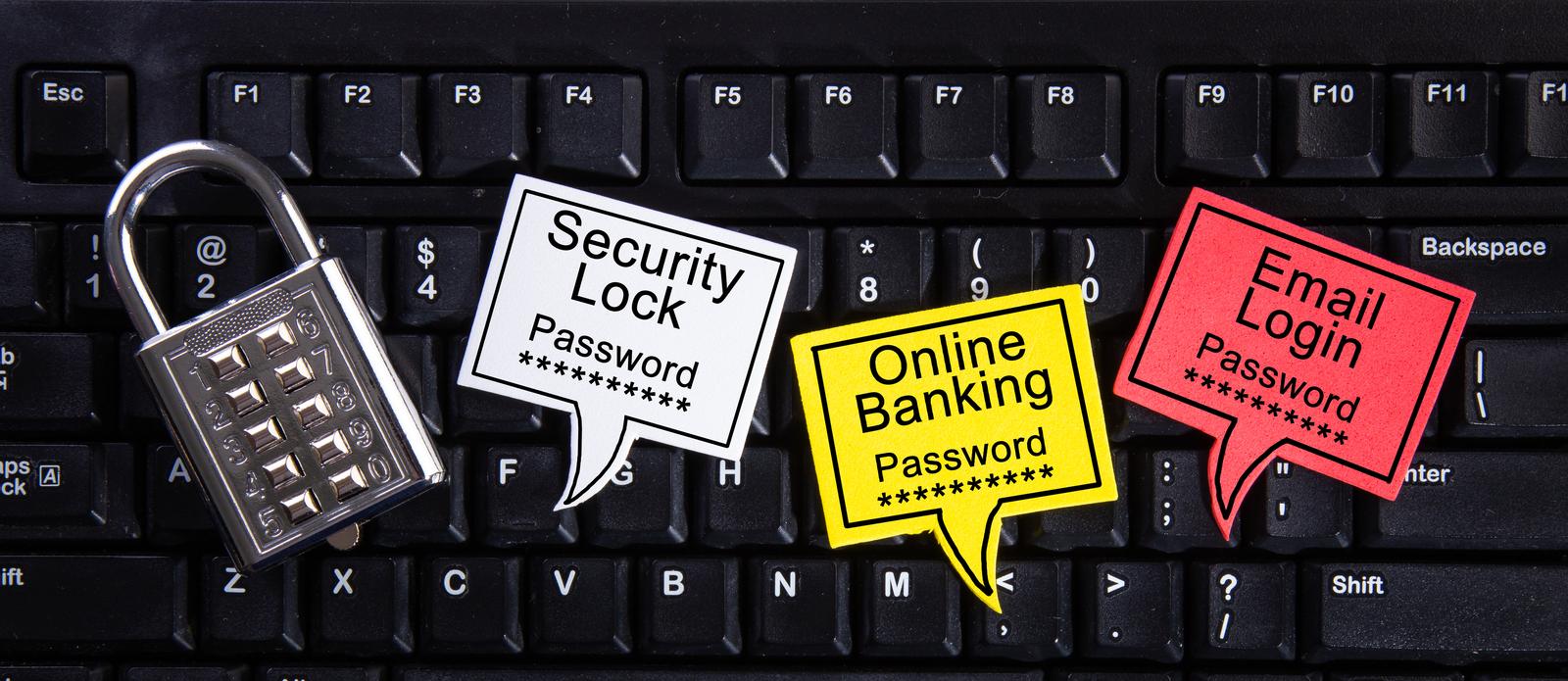 metal security lock, Online Banking and Email Login with password